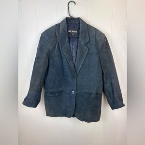 Distressed Vintage Luis Alvear Structured Leather Suede Jacket w/Shoulder Pads